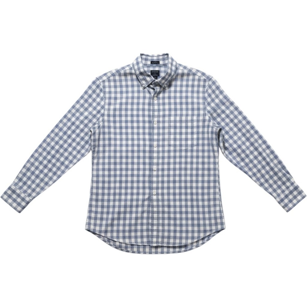 J.Crew Button Down Shirt Mens Large Blue Excellent Slim Untucked Gingham Flex